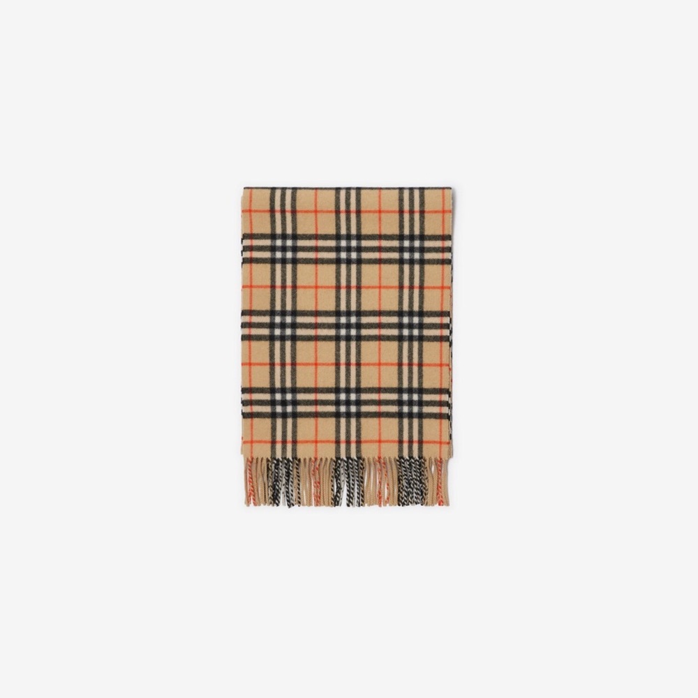 Authentic Burberry Cashmere Nova Check Scarf in Beige and Black 100% cashmere